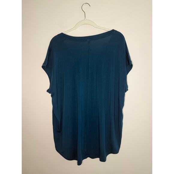 Athleta Relaxed Dolman VNeck Tee XL Coastal Blue Modal Short Sleeve Soft Casual - Picture 2 of 6